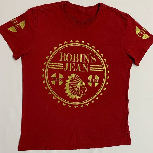 Robin’s Jeans Red and Gold short sleeve mens size XXL TEE - Picture 2 of 8